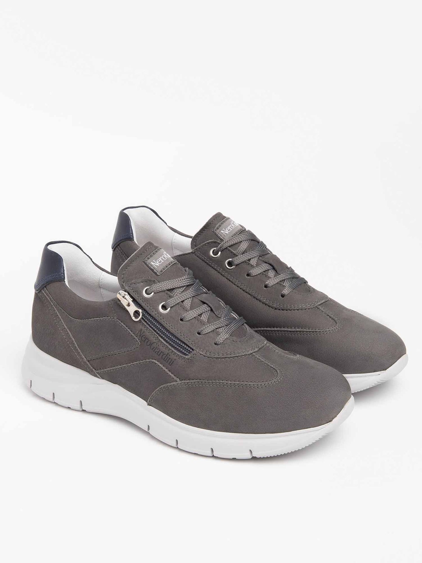 SNEAKERS IN CAMOSCIO E PELLE NERO GIARDINI DONNA GRIGIO