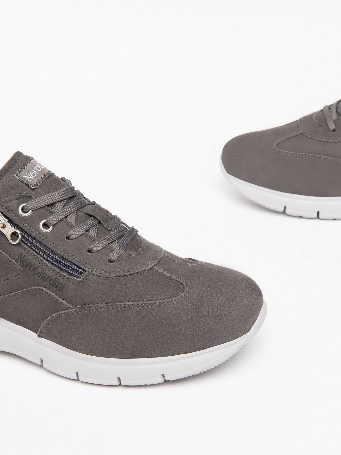 SNEAKERS IN CAMOSCIO E PELLE NERO GIARDINI DONNA GRIGIO