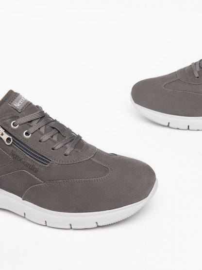 SNEAKERS IN CAMOSCIO E PELLE NERO GIARDINI DONNA GRIGIO