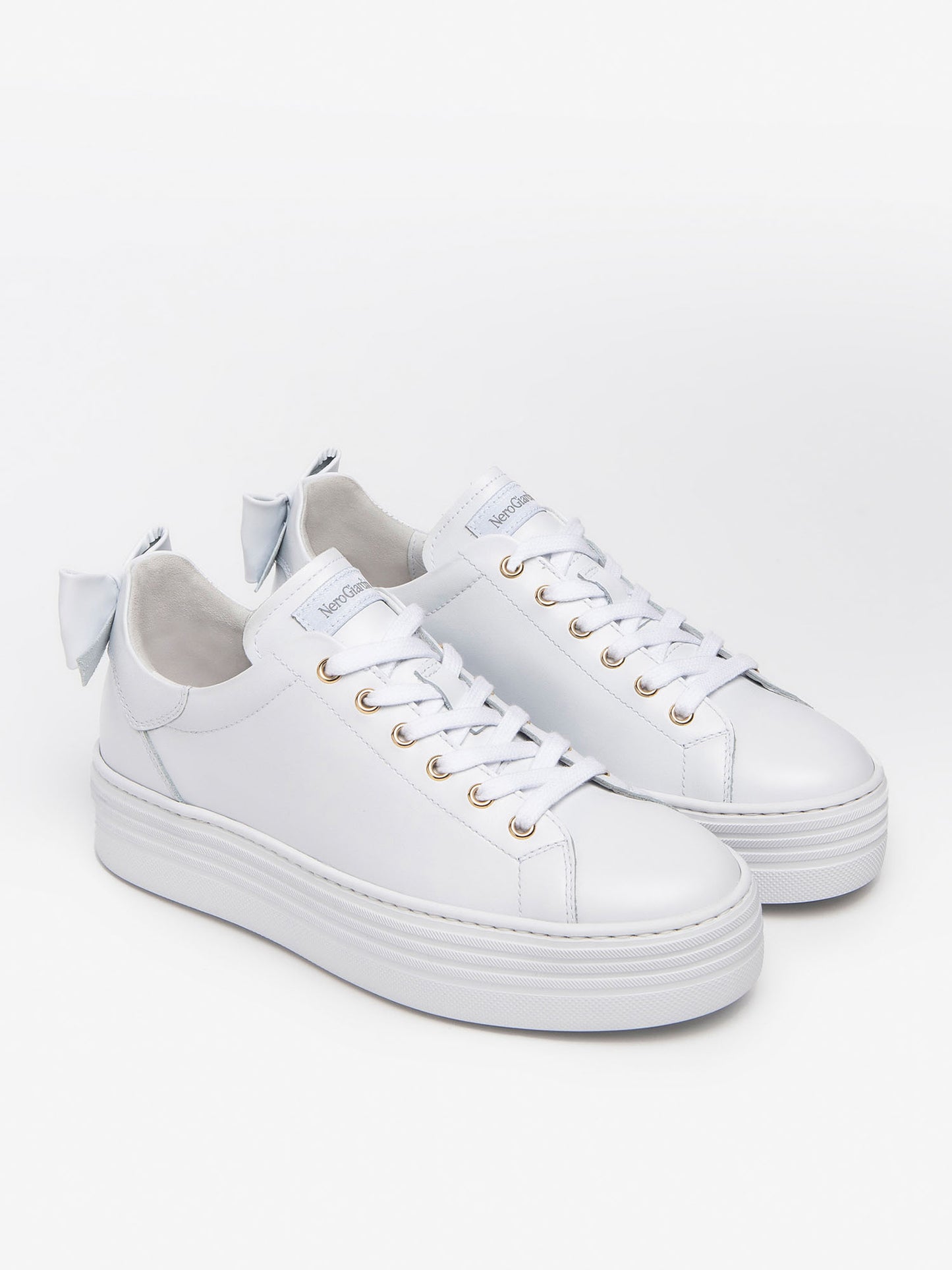 Nero Giardini Caprai, stringate platform da donna bianche
