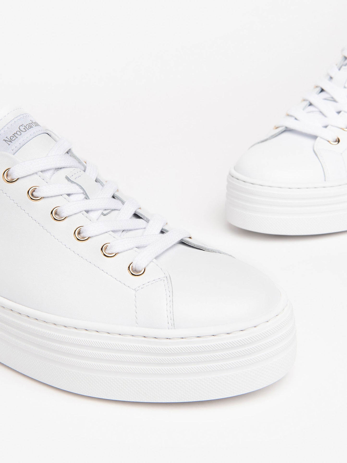 Nero Giardini Caprai, stringate platform da donna bianche