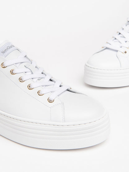 Nero Giardini Caprai, stringate platform da donna bianche