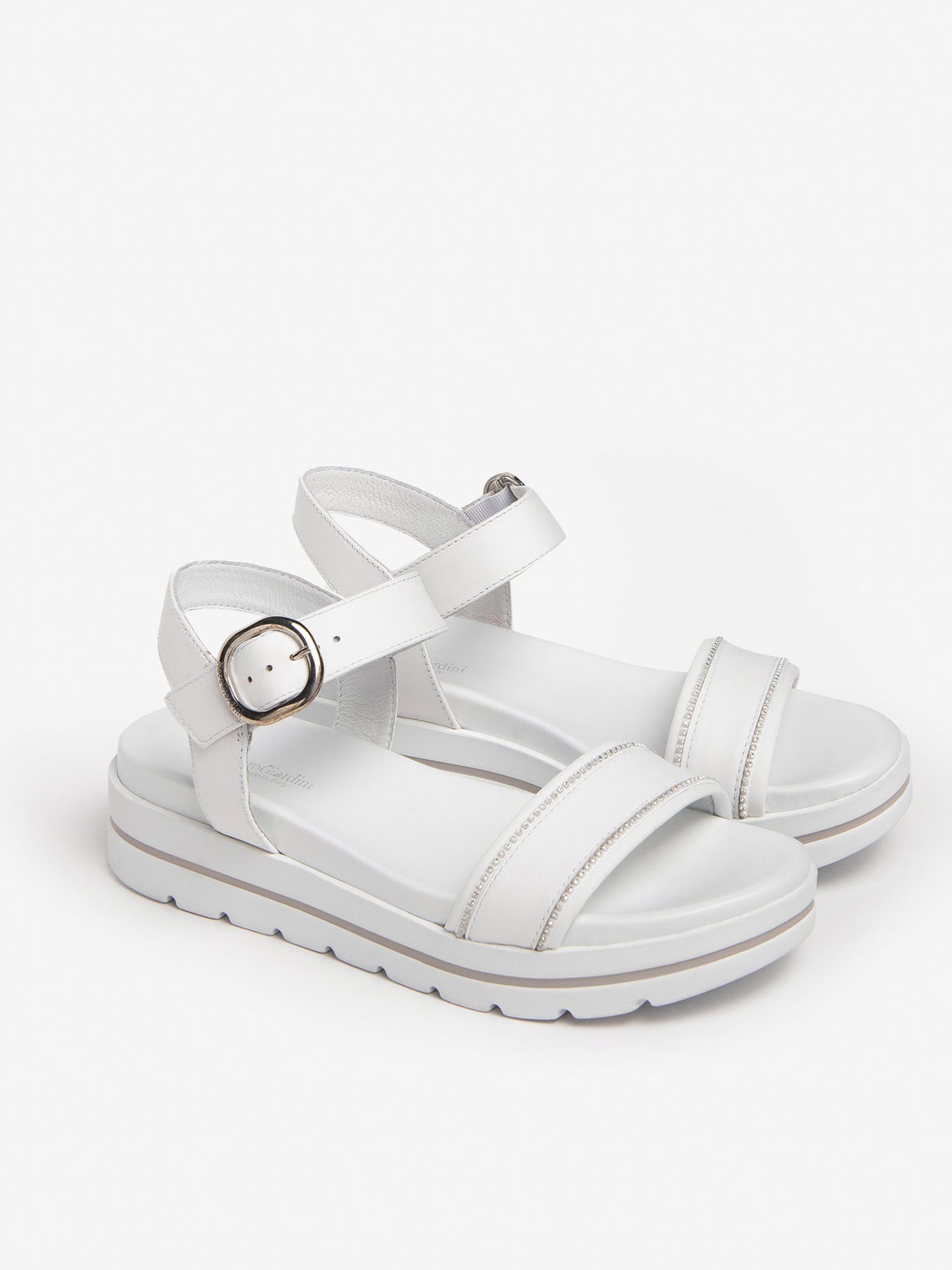 SANDALO IN PELLE NERO GIARDINI DONNA BIANCO