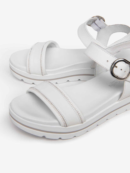SANDALO IN PELLE NERO GIARDINI DONNA BIANCO