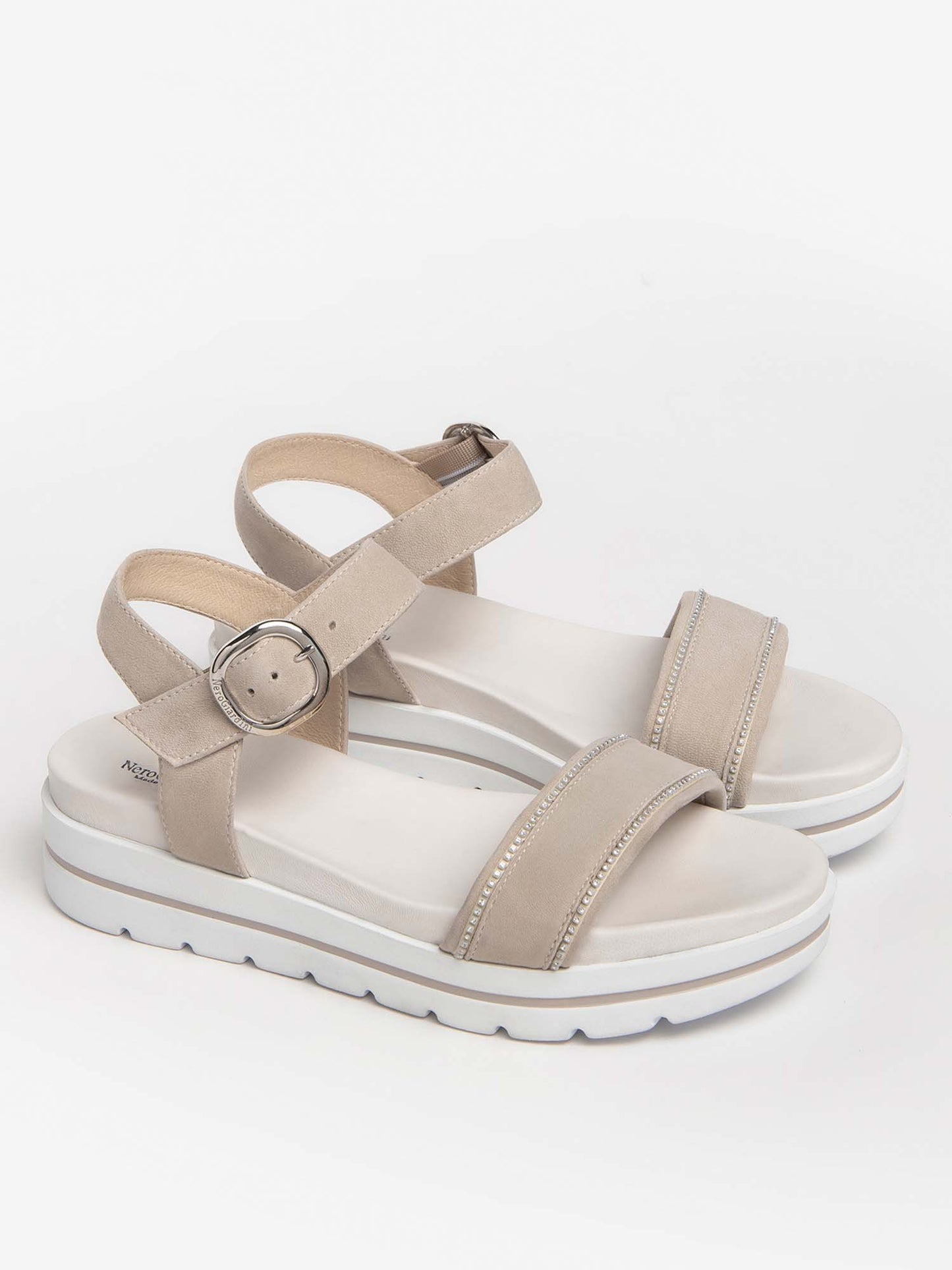 SANDALO IN PELLE NERO GIARDINI DONNA BEIGE