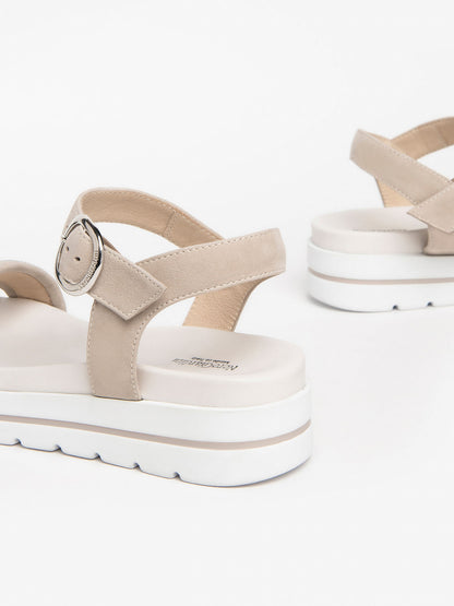 SANDALO IN PELLE NERO GIARDINI DONNA BEIGE