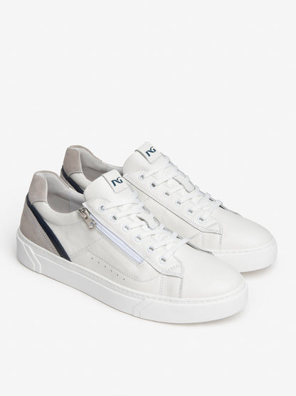 SNEAKERS IN PELLE E CAMOSCIO NERO GIARDINI UOMO BIANCO