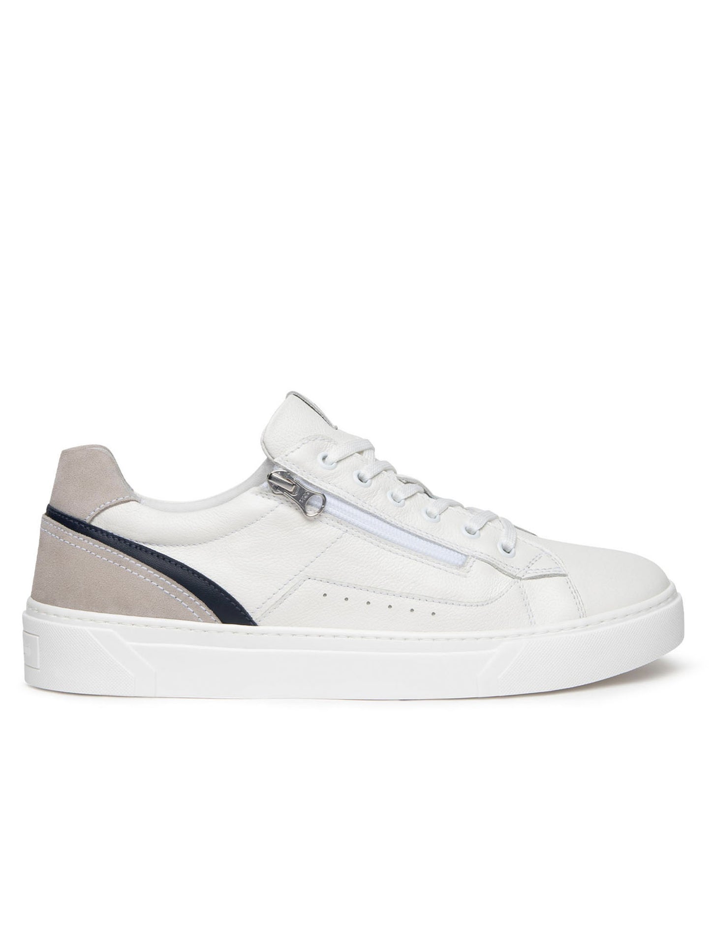 SNEAKERS IN PELLE E CAMOSCIO NERO GIARDINI UOMO BIANCO