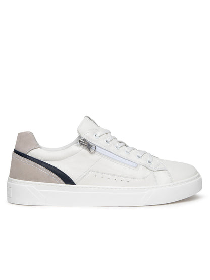 SNEAKERS IN PELLE E CAMOSCIO NERO GIARDINI UOMO BIANCO