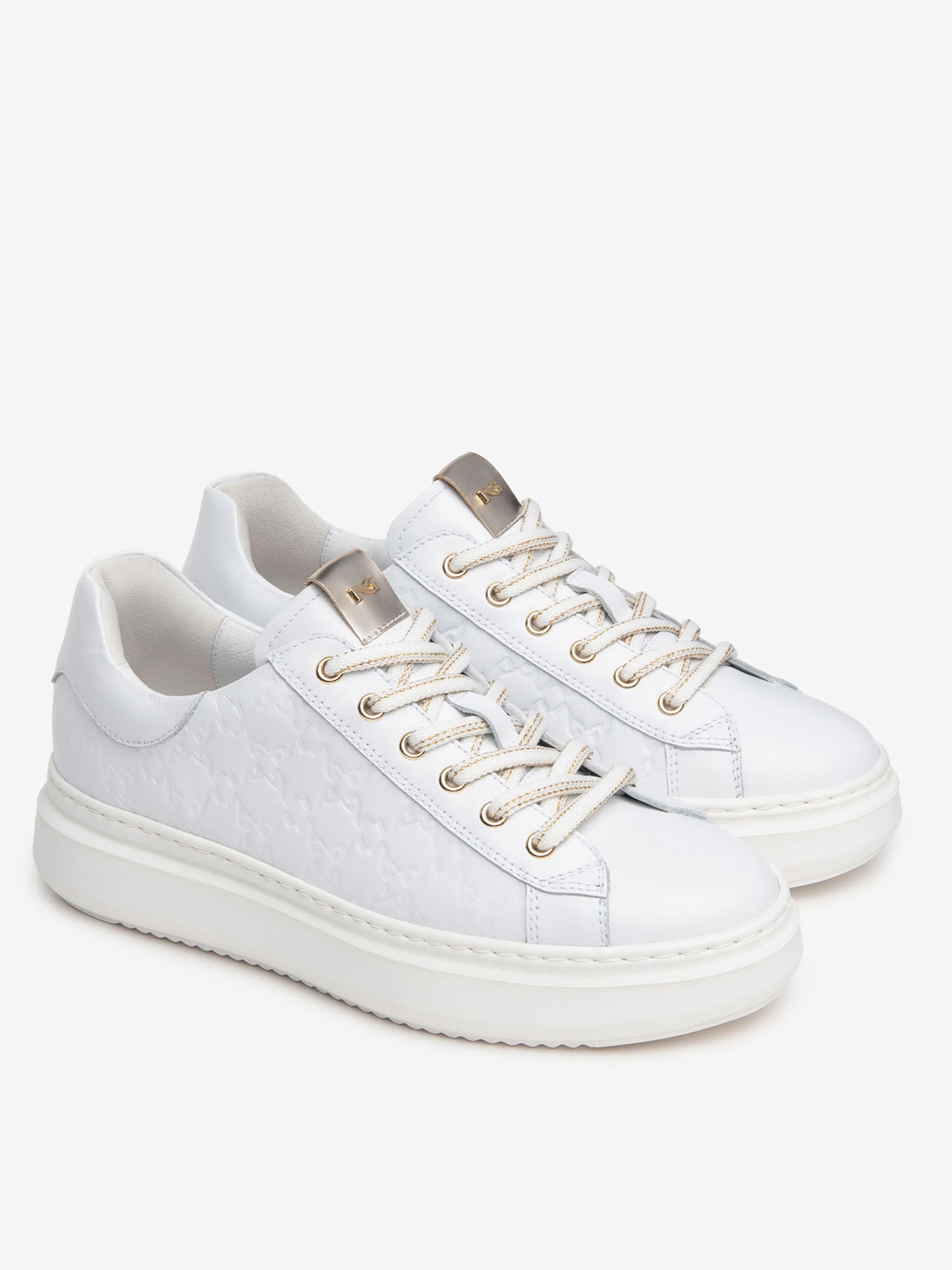 SNEAKERS CON PLATFORM NERO GIARDINI DONNA BIANCO ORO