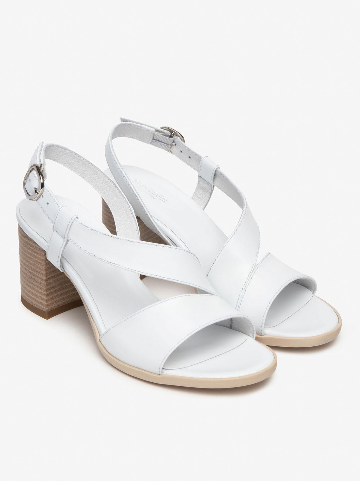 Nero Giardini Aulla, sandali in cuoio bianchi donna