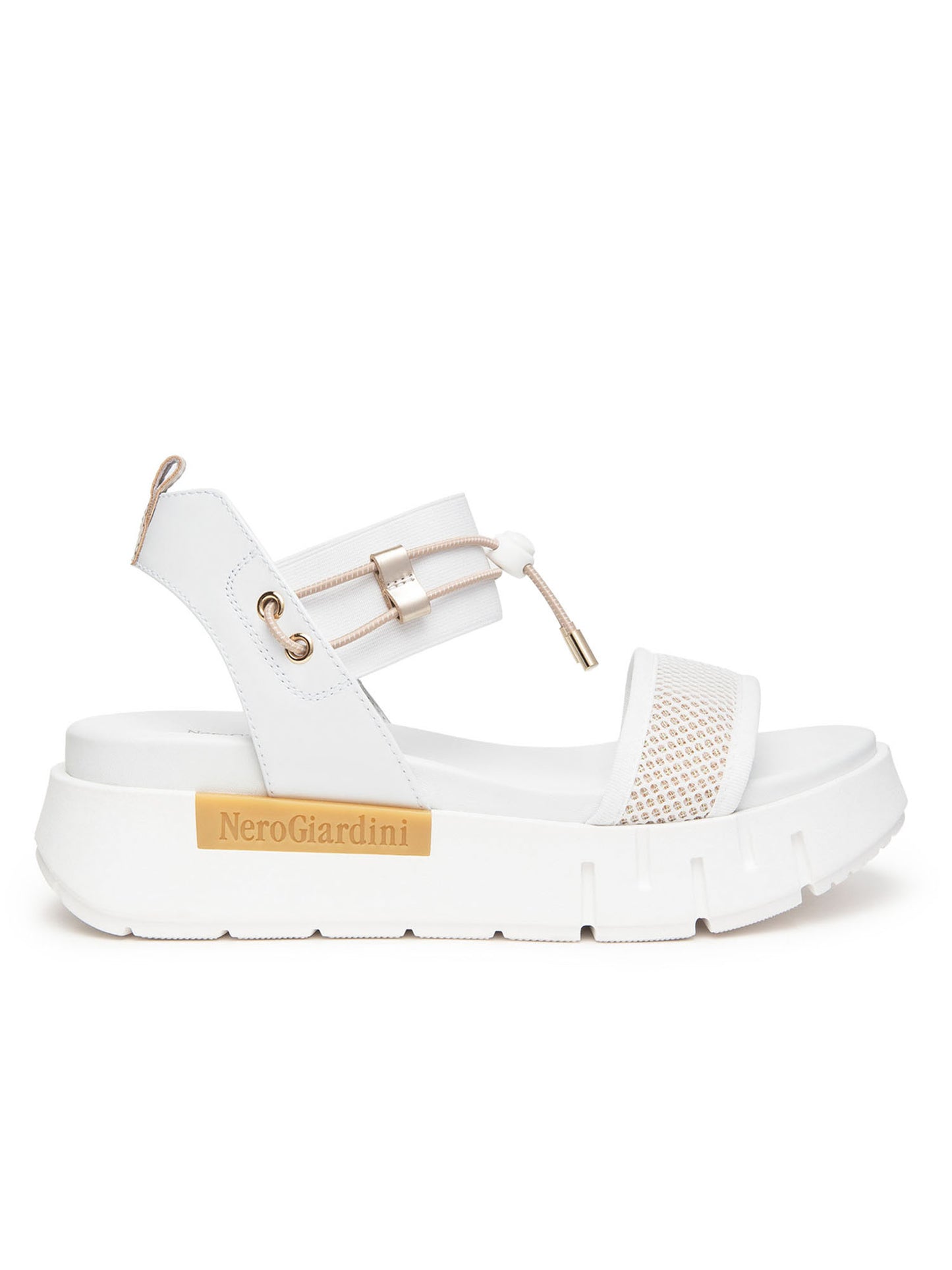 SANDALO CON PLATFORM NERO GIARDINI DONNA BIANCO
