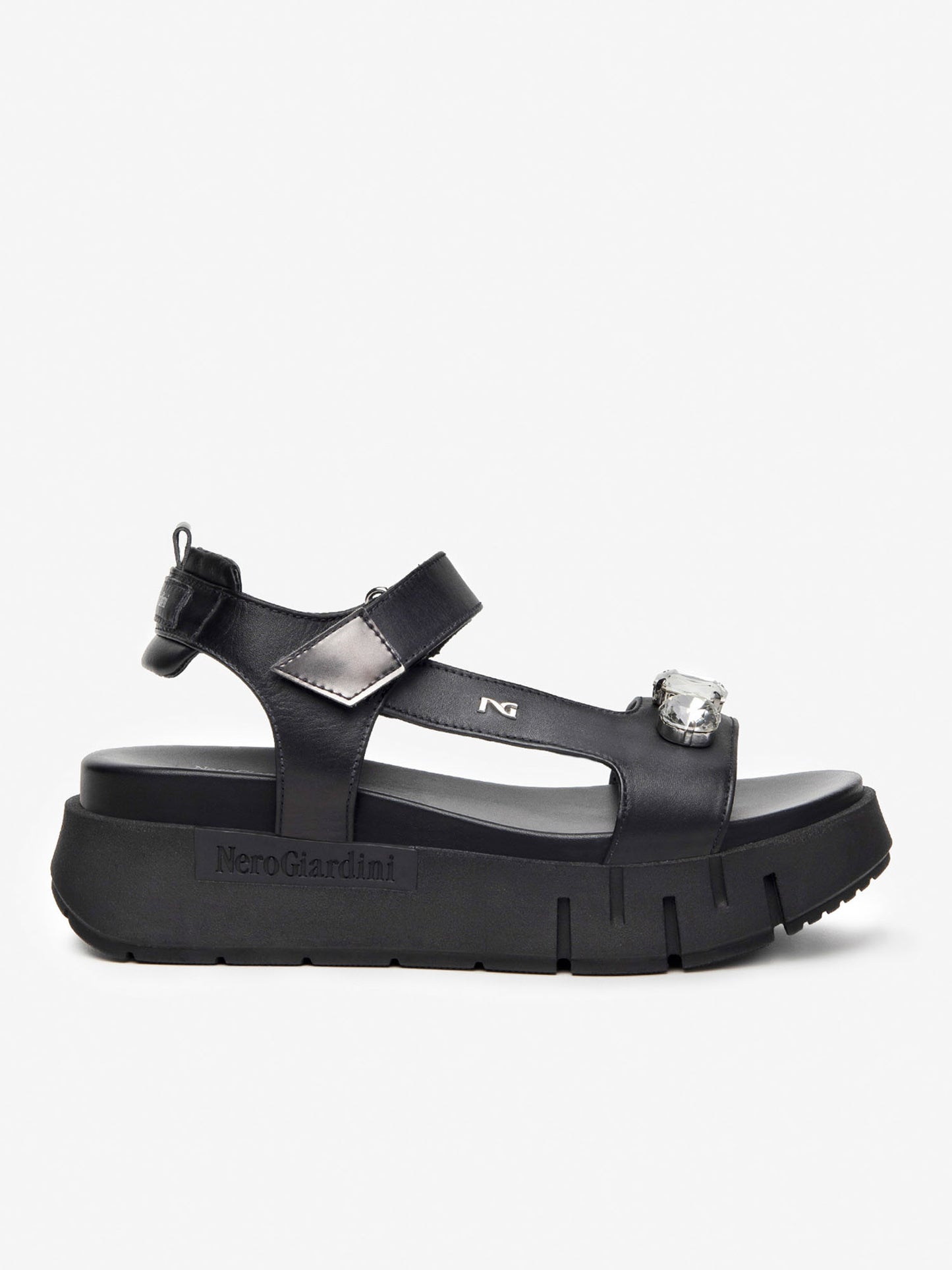 Sandalo platform con strass Nero Giardini da donna nero