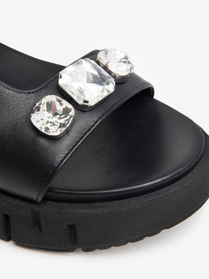 Sandalo platform con strass Nero Giardini da donna nero