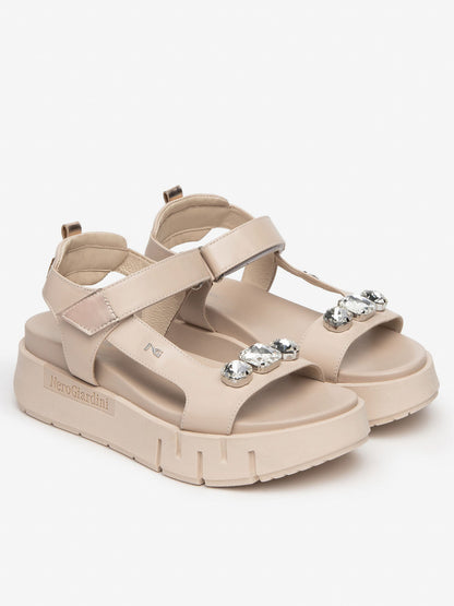 Sandalo platform con strass di Nero Giardini da donna rosa cipria