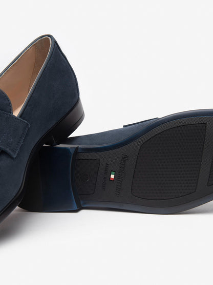 Mocassino Solero in pelle scamosciata blu da uomo Nero Giardini