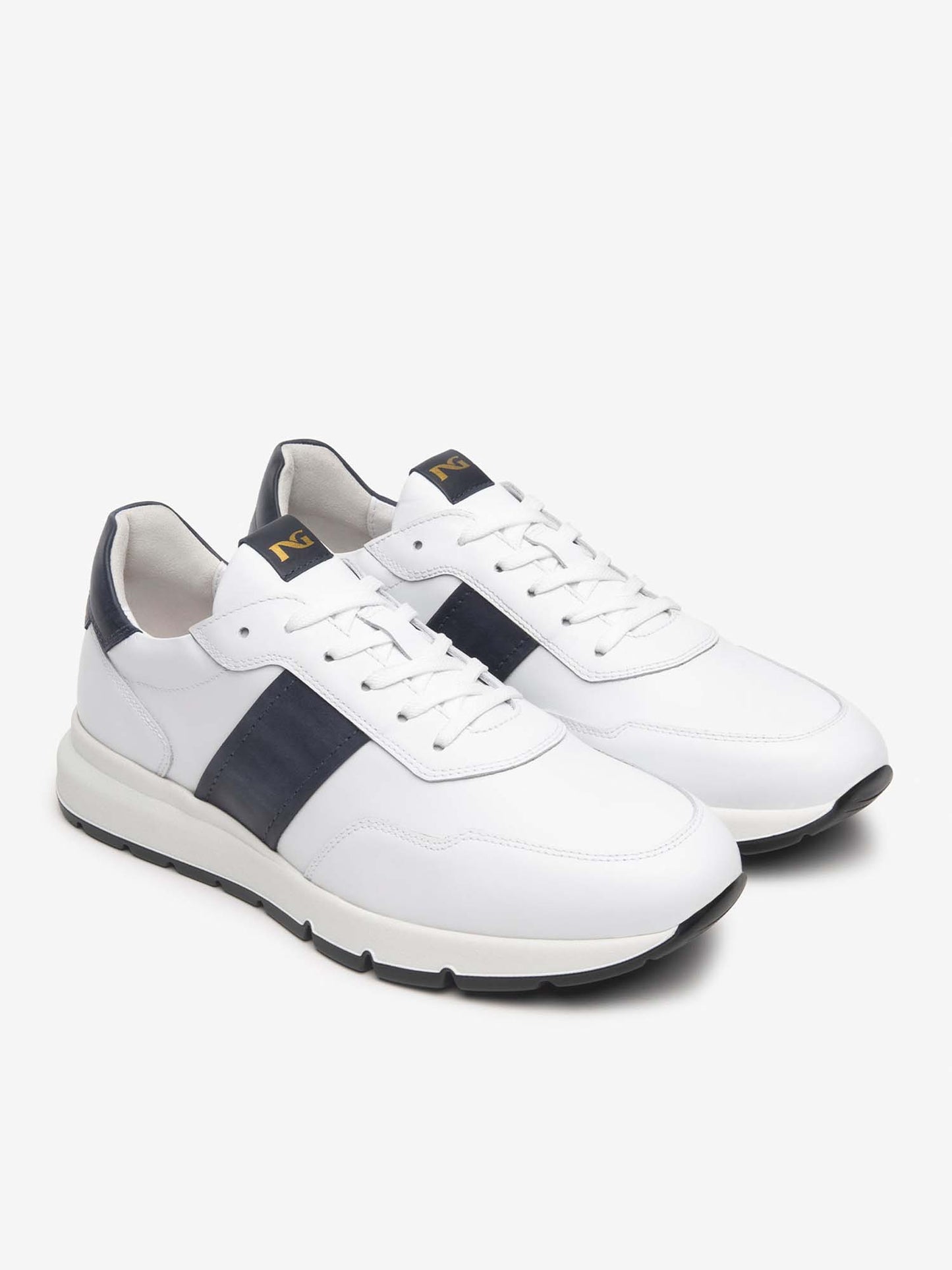SNEAKERS IN PELLE NERO GIARDINI UOMO BIANCO
