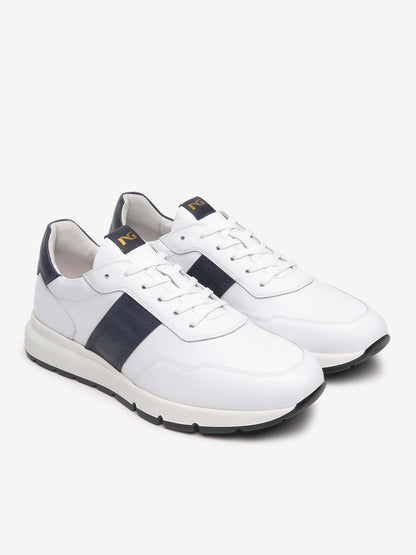 SNEAKERS IN PELLE NERO GIARDINI UOMO BIANCO