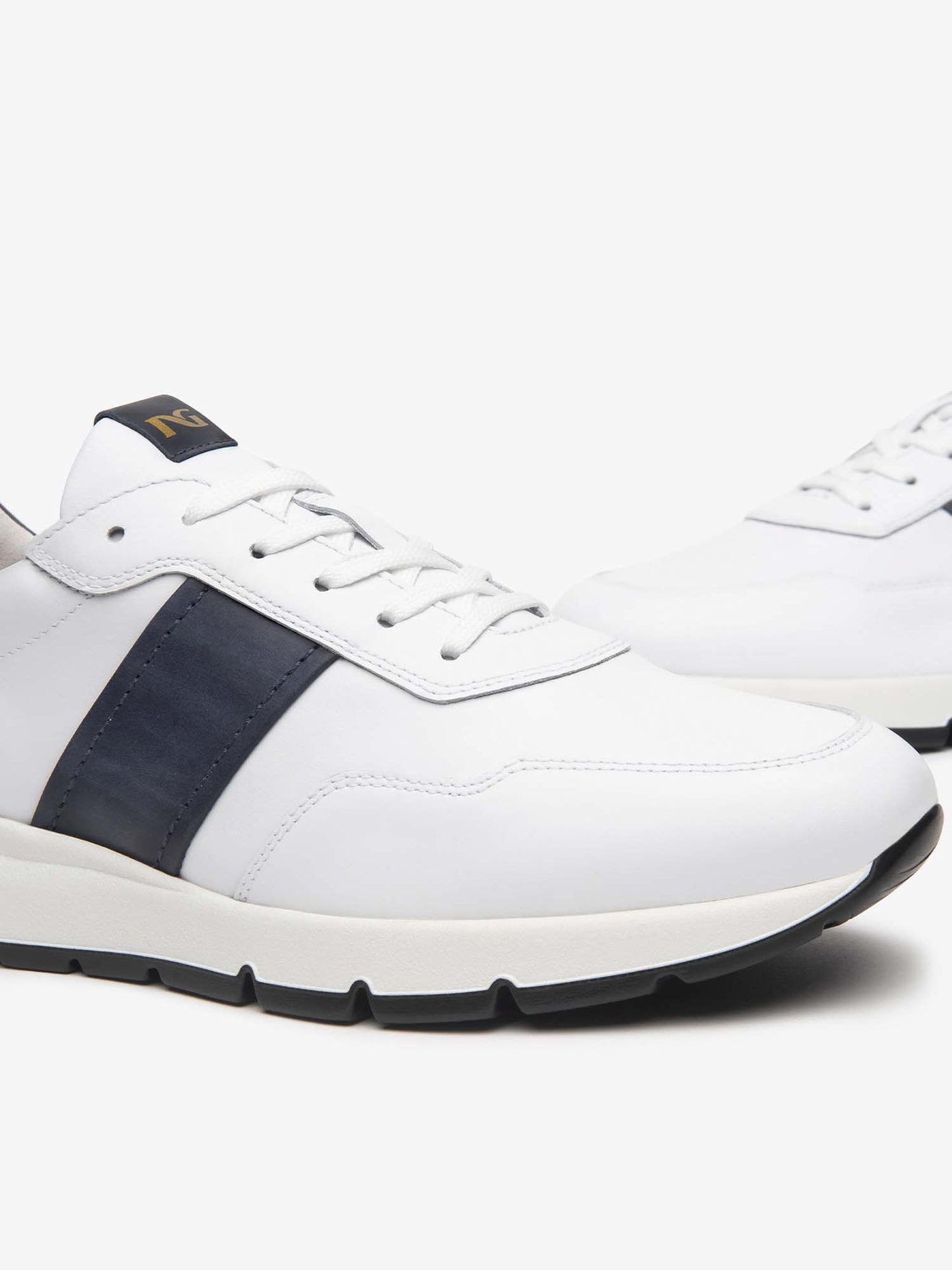 SNEAKERS IN PELLE NERO GIARDINI UOMO BIANCO
