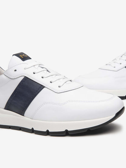 SNEAKERS IN PELLE NERO GIARDINI UOMO BIANCO