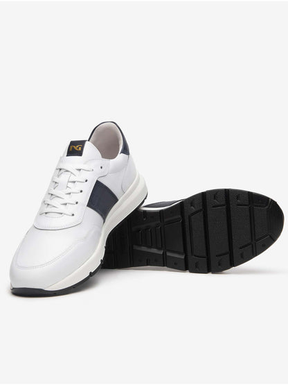 SNEAKERS IN PELLE NERO GIARDINI UOMO BIANCO