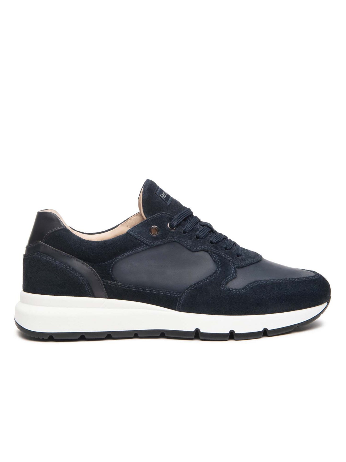SNEAKERS IN PELLE E CAMOSCIO NERO GIARDINI UOMO BLU