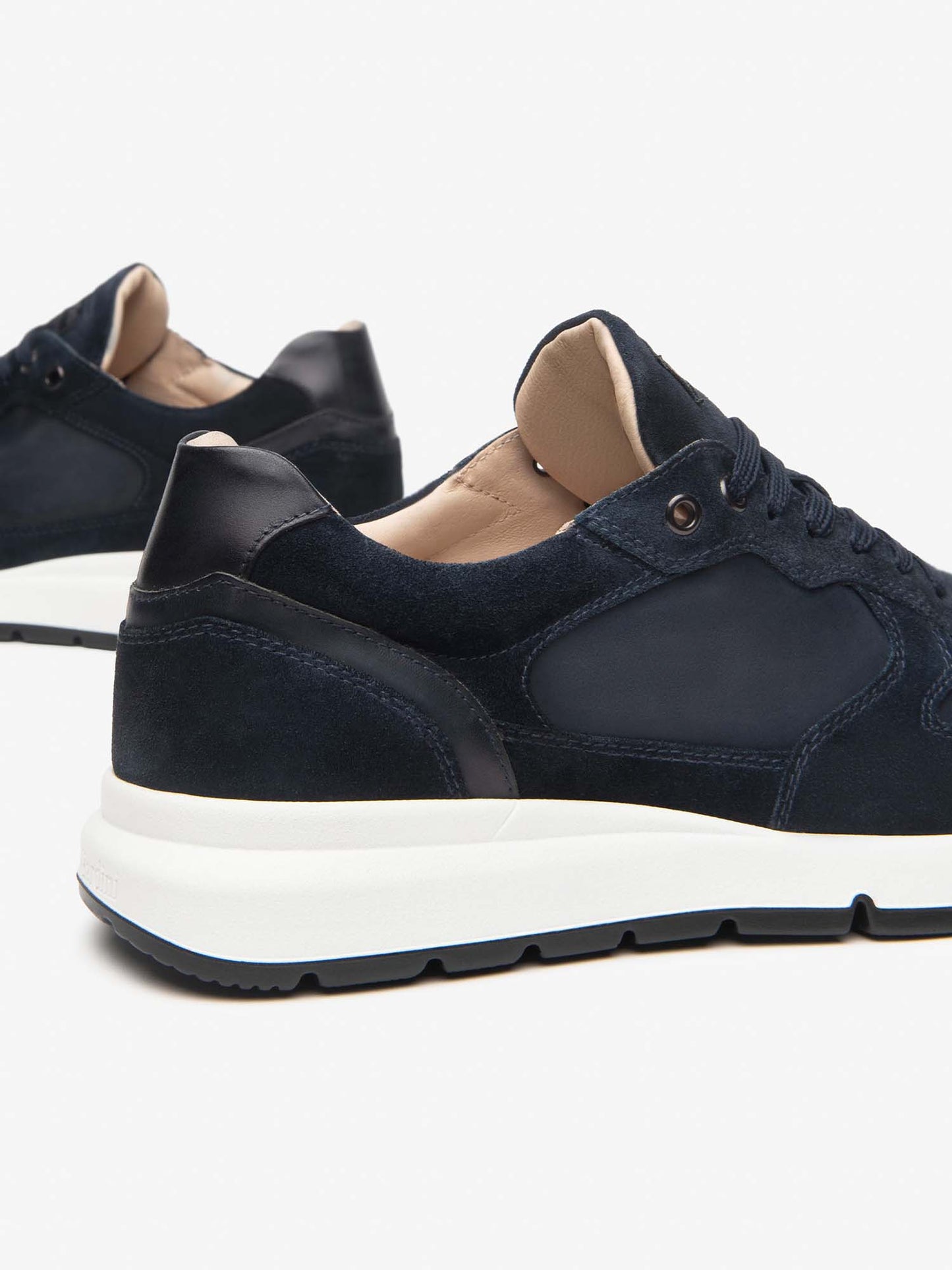 SNEAKERS IN PELLE E CAMOSCIO NERO GIARDINI UOMO BLU
