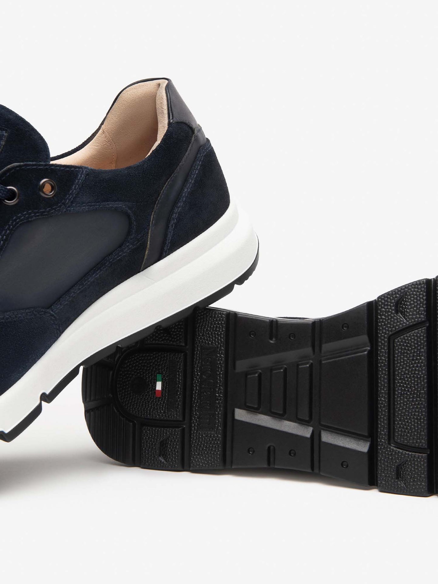 SNEAKERS IN PELLE E CAMOSCIO NERO GIARDINI UOMO BLU