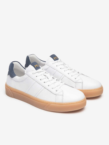 SNEAKERS IN PELLE NERO GIARDINI UOMO BIANCO