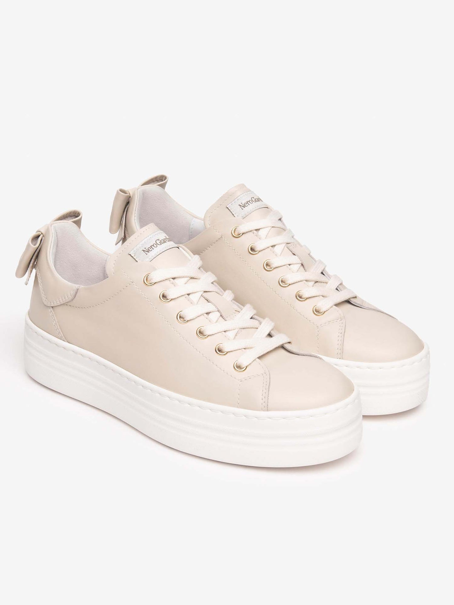 SNEAKERS CON FIOCCO NERO GIARDINI DONNA LATTE