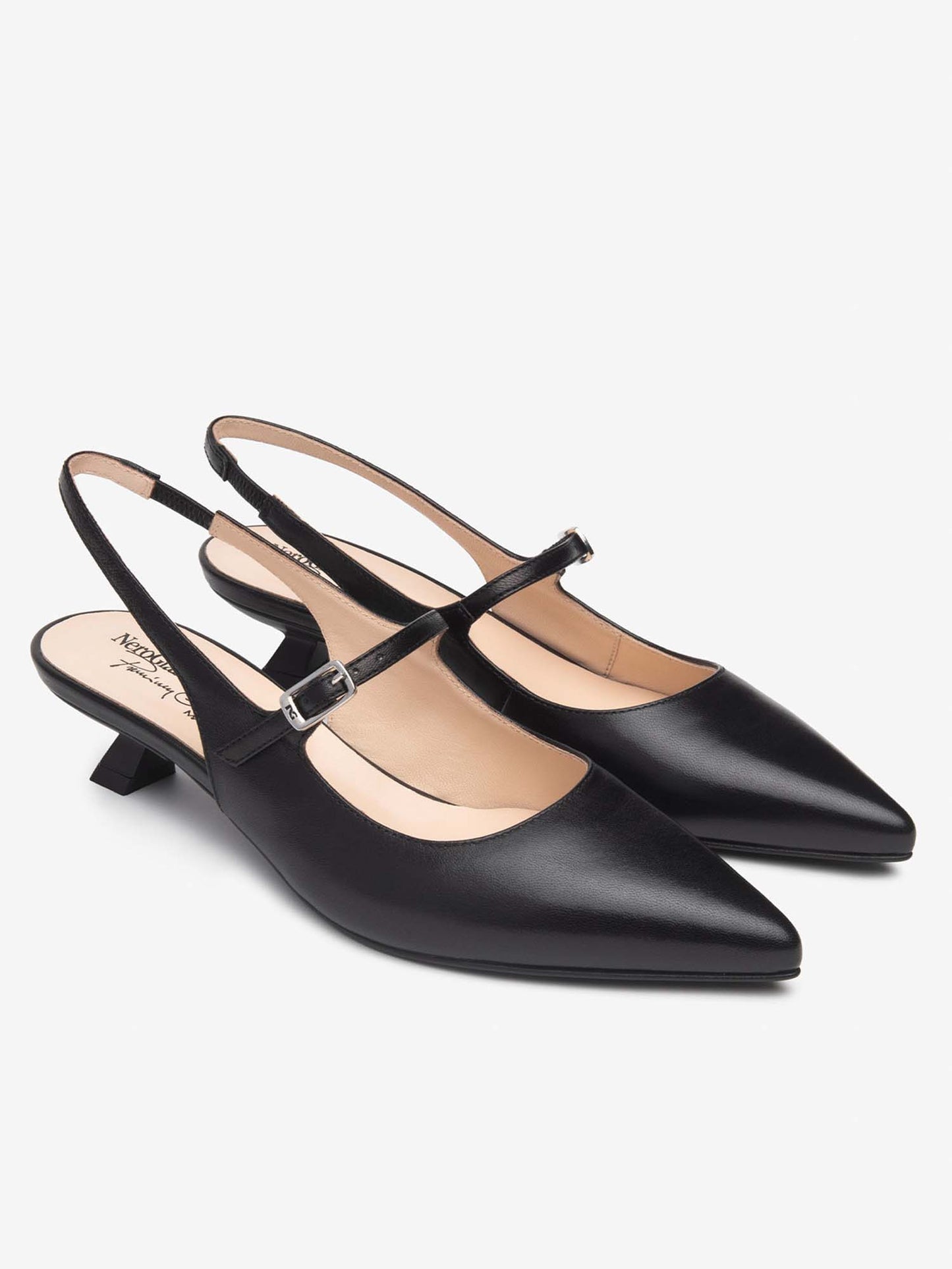 SLINGBACK CON INSERTO ELASTICO E FIBBIA NERO GIARDINI DONNA NERO