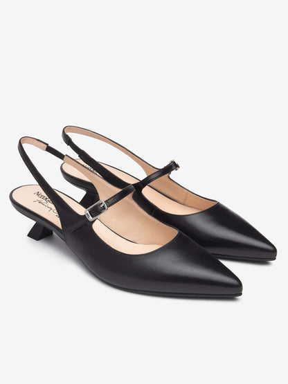 SLINGBACK CON INSERTO ELASTICO E FIBBIA NERO GIARDINI DONNA NERO