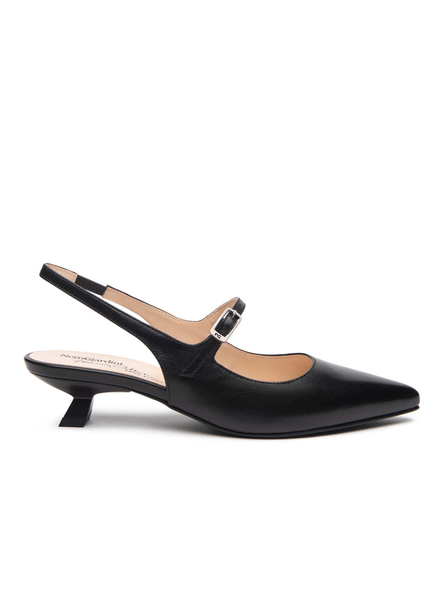 SLINGBACK CON INSERTO ELASTICO E FIBBIA NERO GIARDINI DONNA NERO