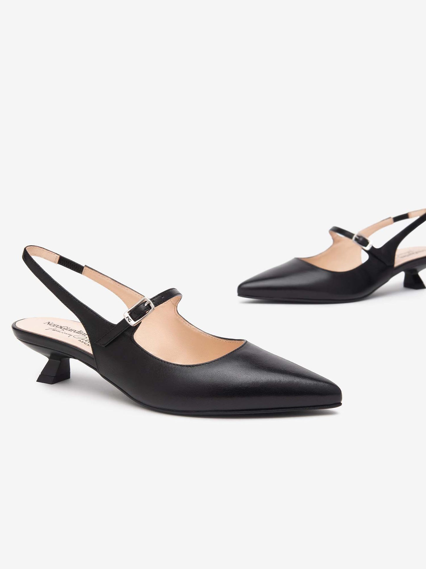 SLINGBACK CON INSERTO ELASTICO E FIBBIA NERO GIARDINI DONNA NERO