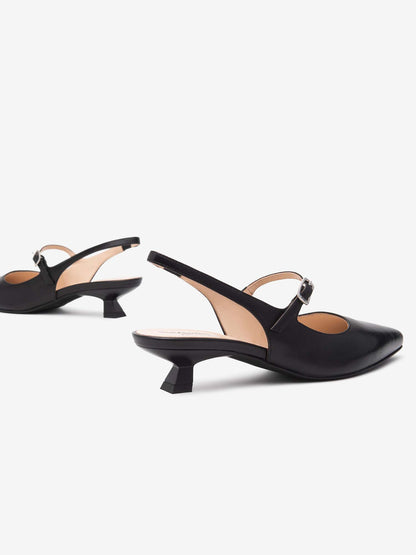 SLINGBACK CON INSERTO ELASTICO E FIBBIA NERO GIARDINI DONNA NERO