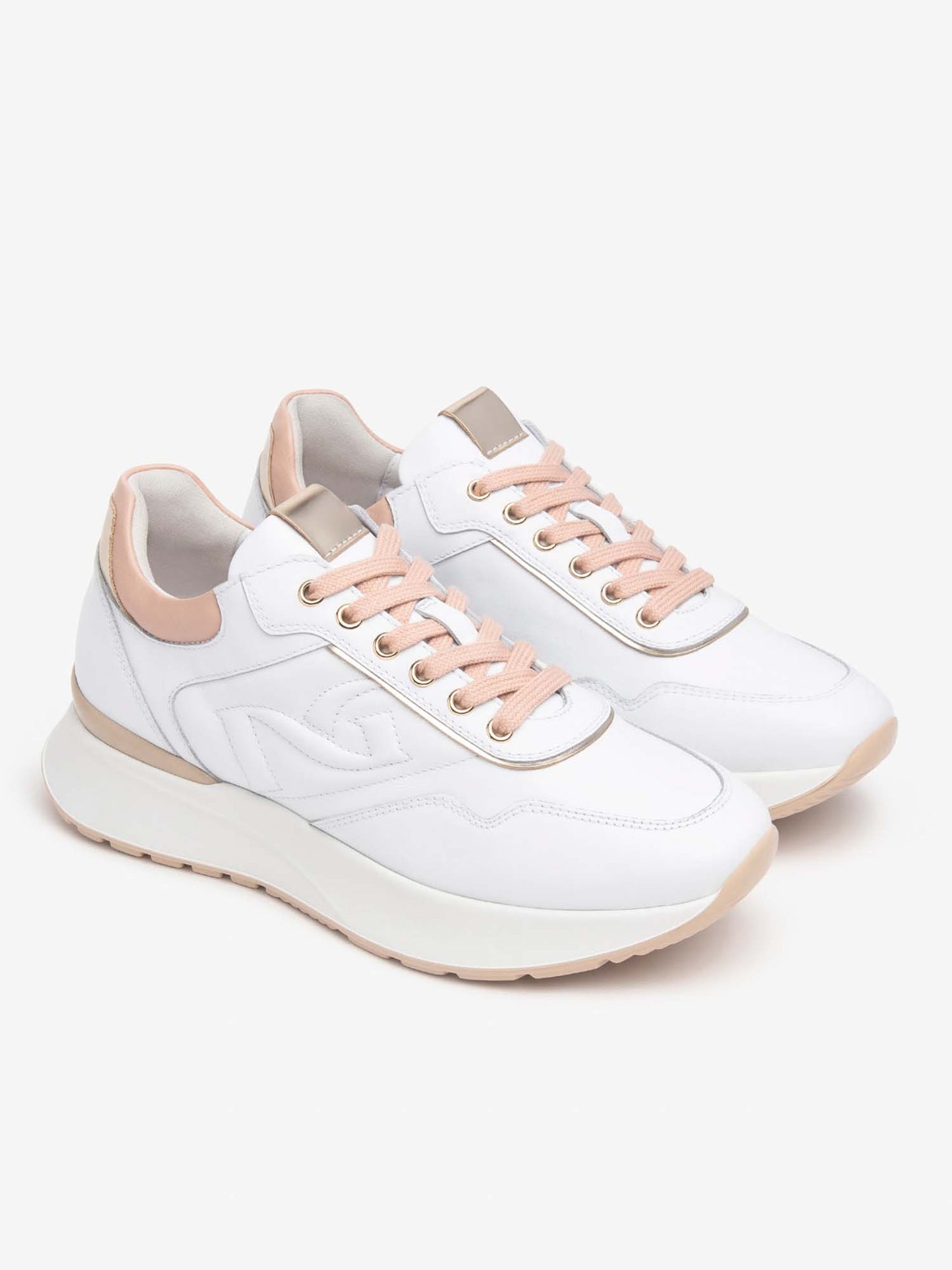SNEAKERS CON MONOGRAMMA NERO GIARDINI DONNA BIANCO ROSA