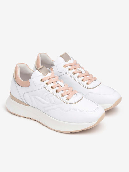 SNEAKERS CON MONOGRAMMA NERO GIARDINI DONNA BIANCO ROSA