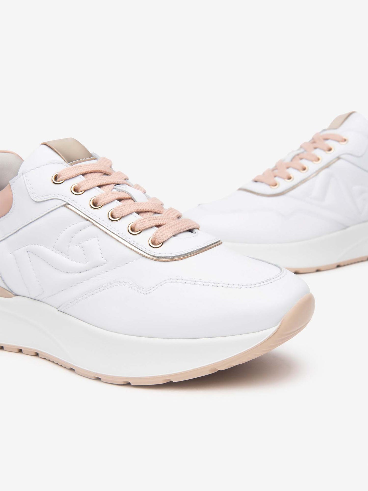 SNEAKERS CON MONOGRAMMA NERO GIARDINI DONNA BIANCO ROSA