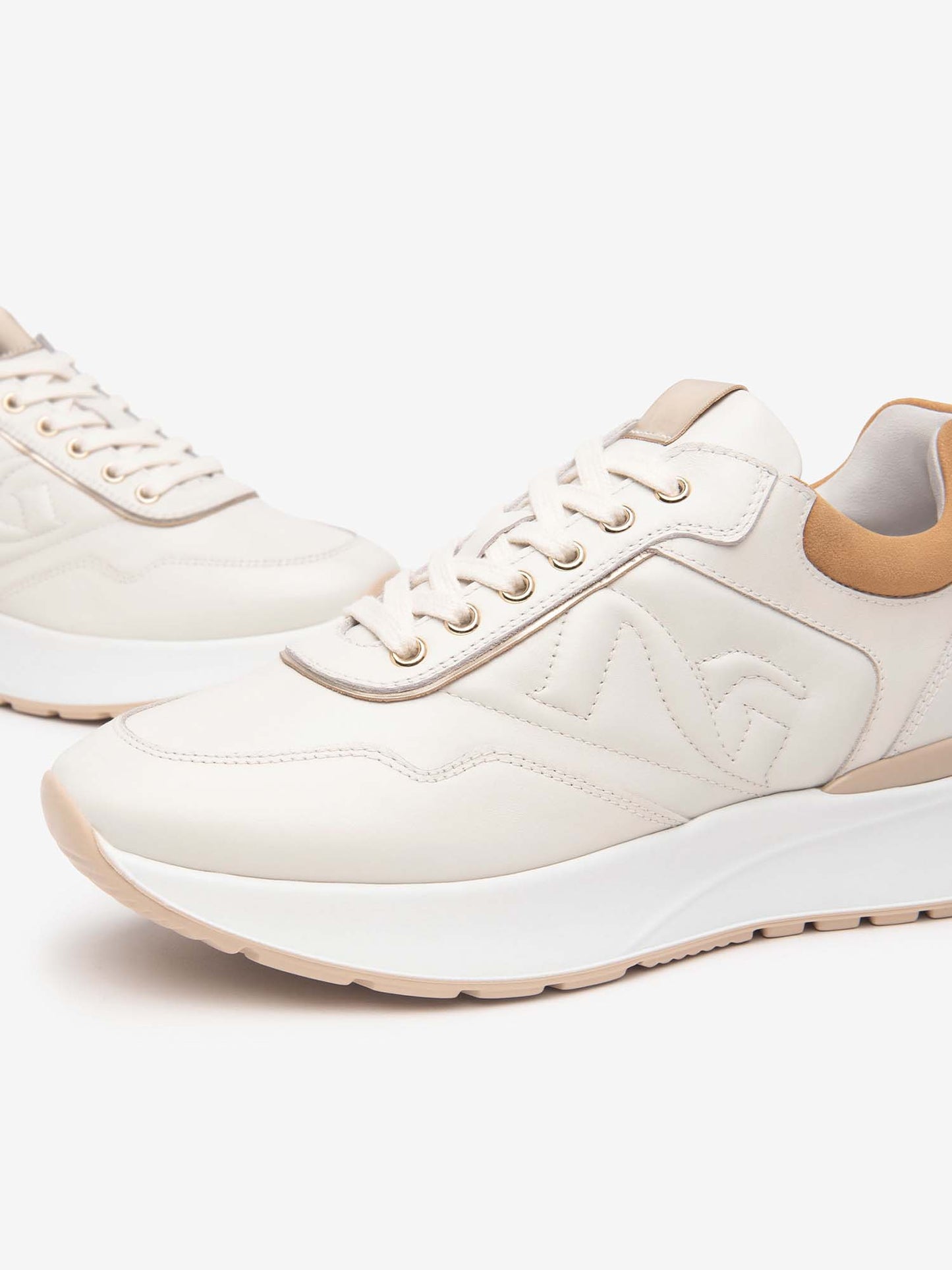 SNEAKERS CON MONOGRAMMA NERO GIARDINI DONNA GESSO