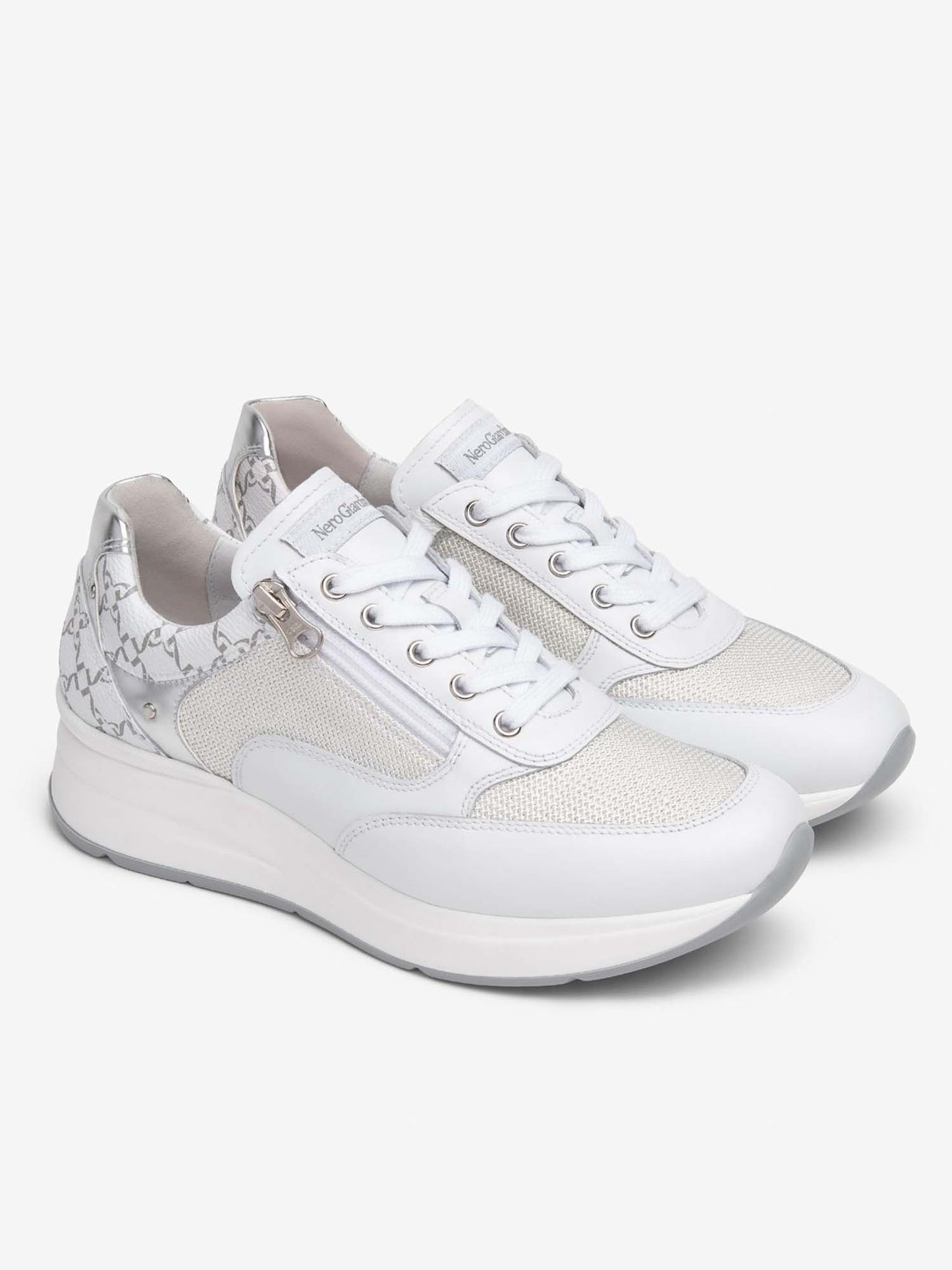 SNEAKERS CON ZIP NERO GIARDINI DONNA BIANCO