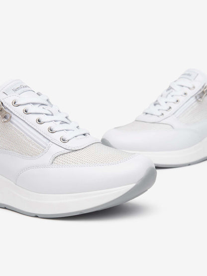 SNEAKERS CON ZIP NERO GIARDINI DONNA BIANCO