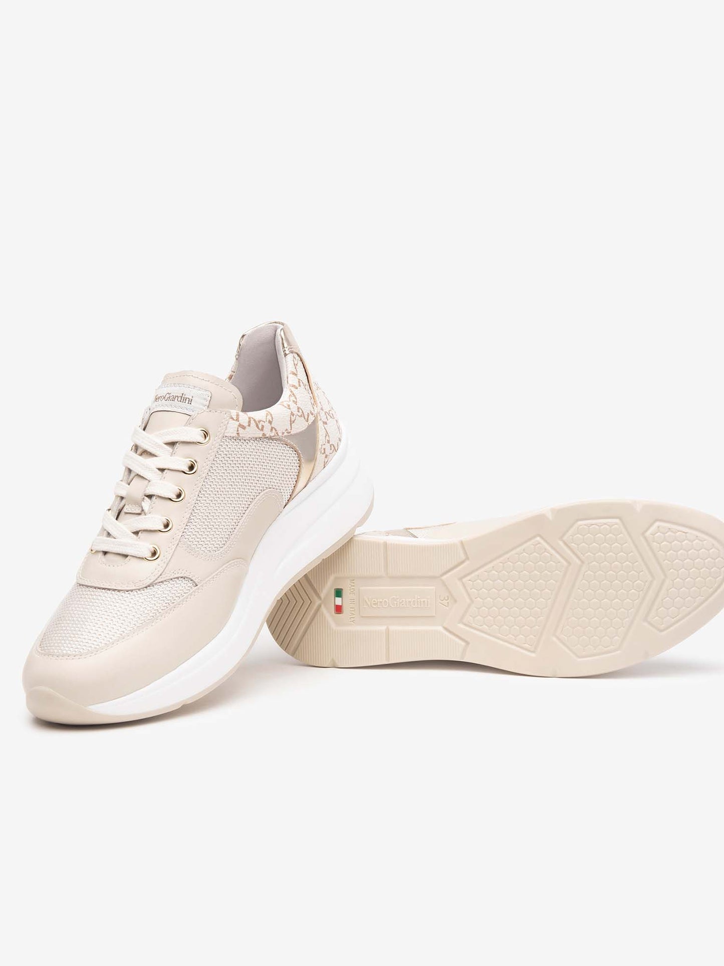 SNEAKERS CON ZIP NERO GIARDINI DONNA LATTE