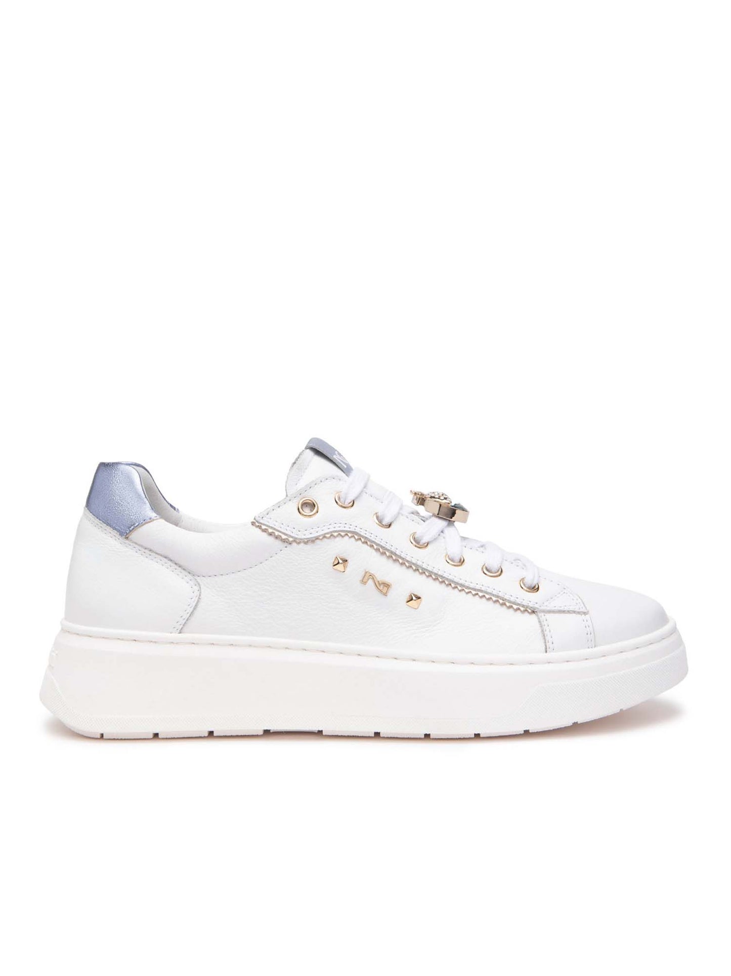 SNEAKERS CON PLATFORM E CHARM NERO GIARDINI DONNA BIANCO CELESTE
