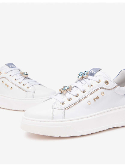 SNEAKERS CON PLATFORM E CHARM NERO GIARDINI DONNA BIANCO CELESTE