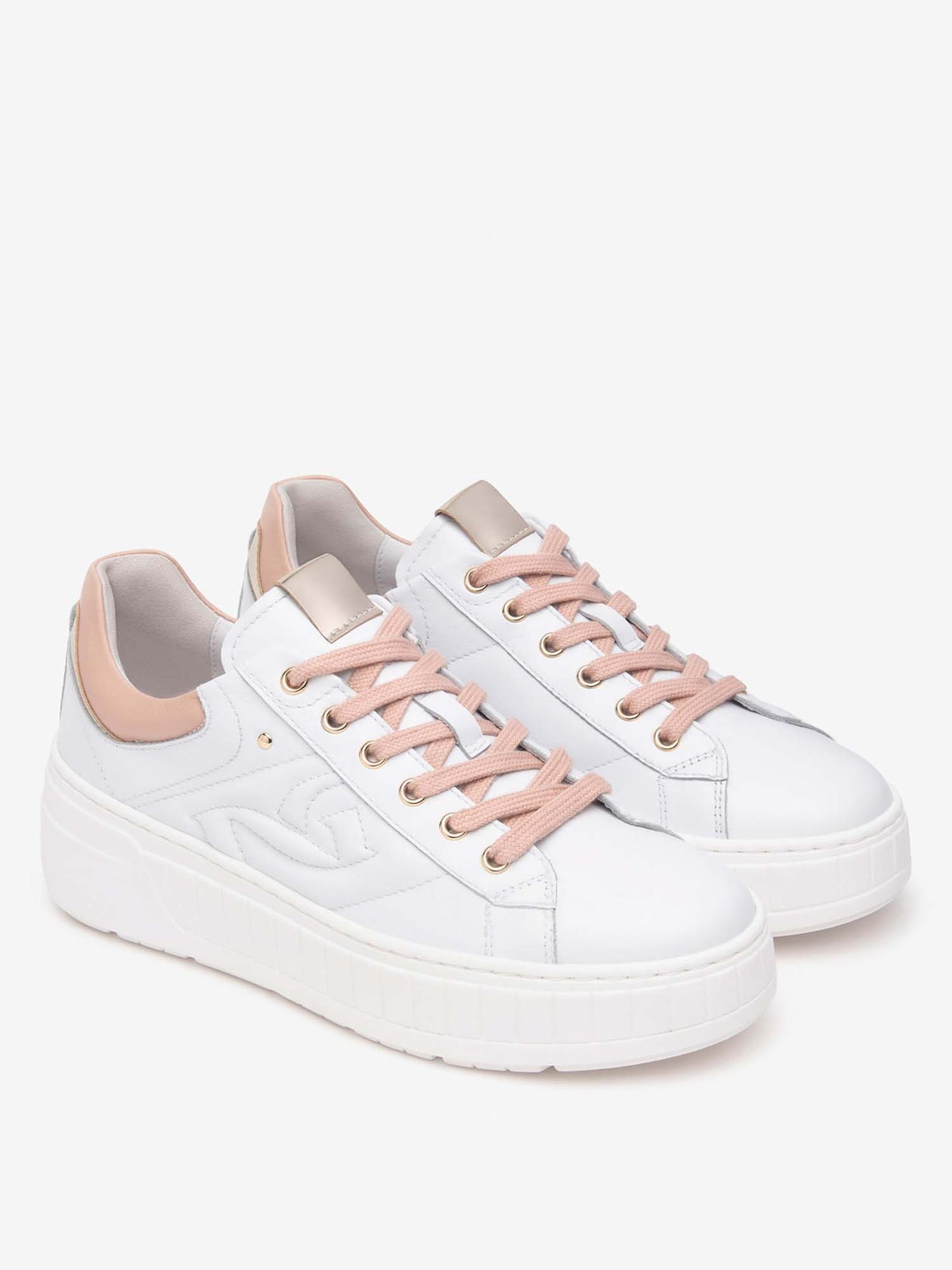 SNEAKERS CON MONOGRAMMA NERO GIARDINI DONNA BIANCO ROSA