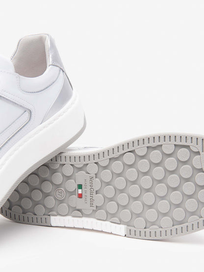 SNEAKERS NERO GIARDINI DONNA BIANCO ARGENTO