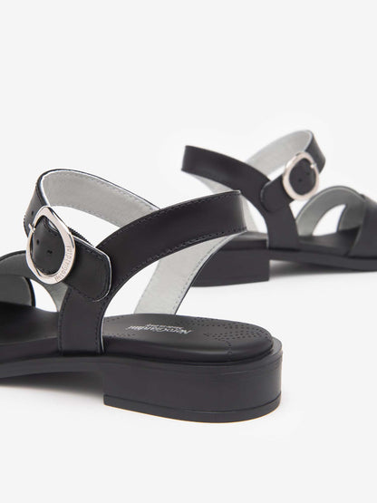 SANDALO CON FASCE INCROCIATE IN PELLE NERO GIARDINI DONNA NERO