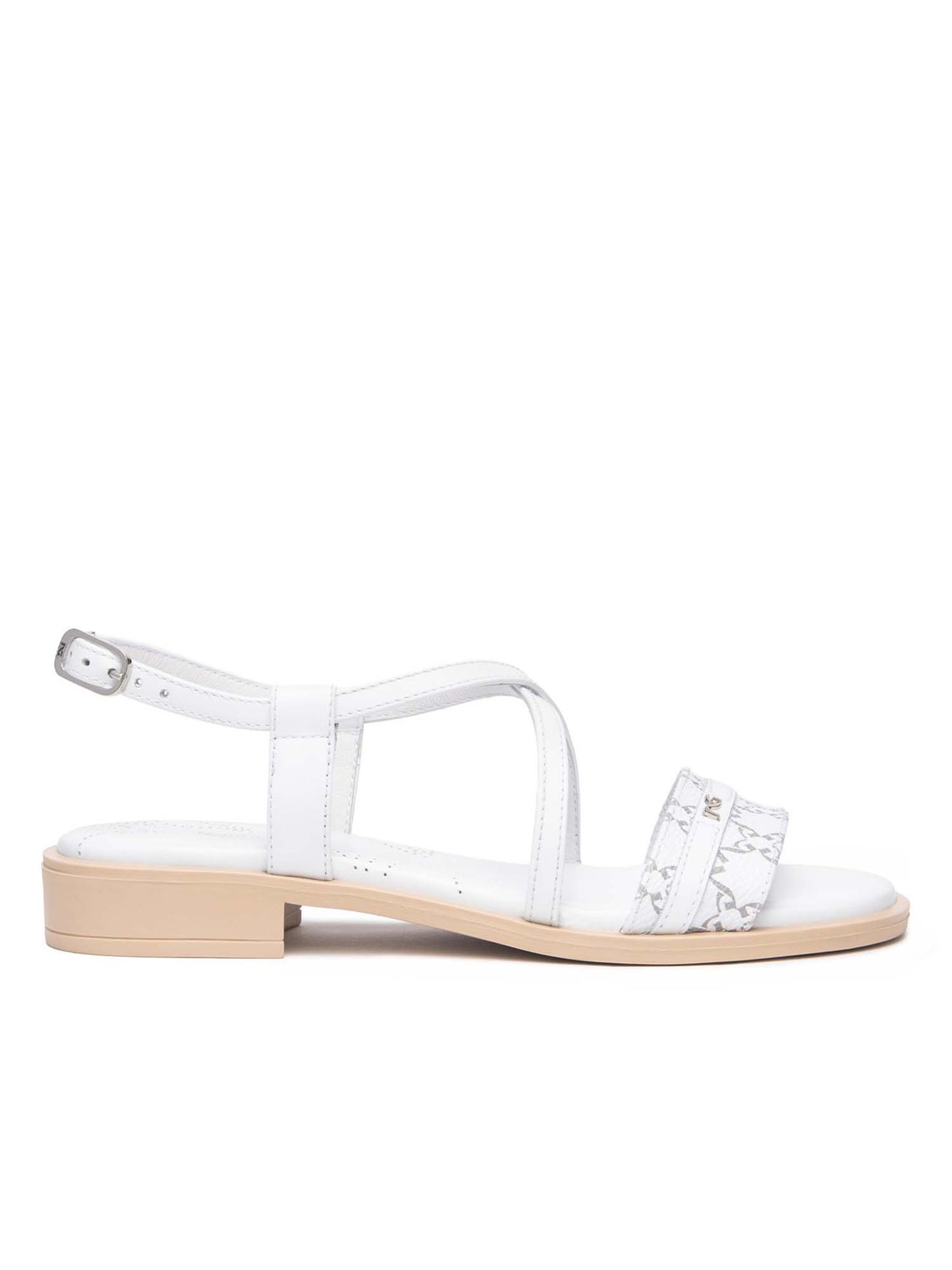 SANDALO BASSO CON FASCIA MONOGRAMMA NERO GIARDINI DONNA BIANCO