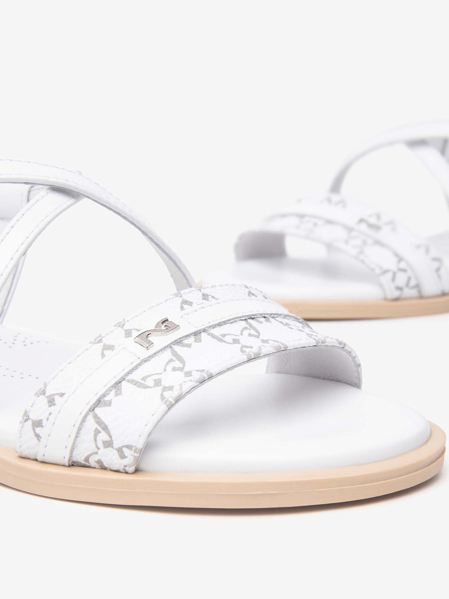 SANDALO BASSO CON FASCIA MONOGRAMMA NERO GIARDINI DONNA BIANCO