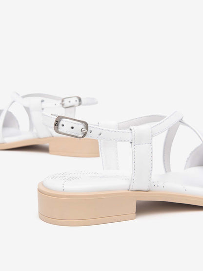 SANDALO BASSO CON FASCIA MONOGRAMMA NERO GIARDINI DONNA BIANCO